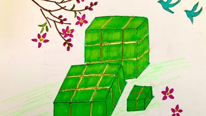 Cách vẽ bánh chưng